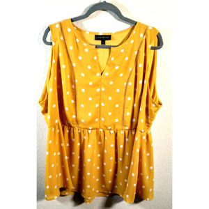 Layne Bryant Spring, Summer Sleeveless Polka-Dot Shirt, Size 18, Yellow